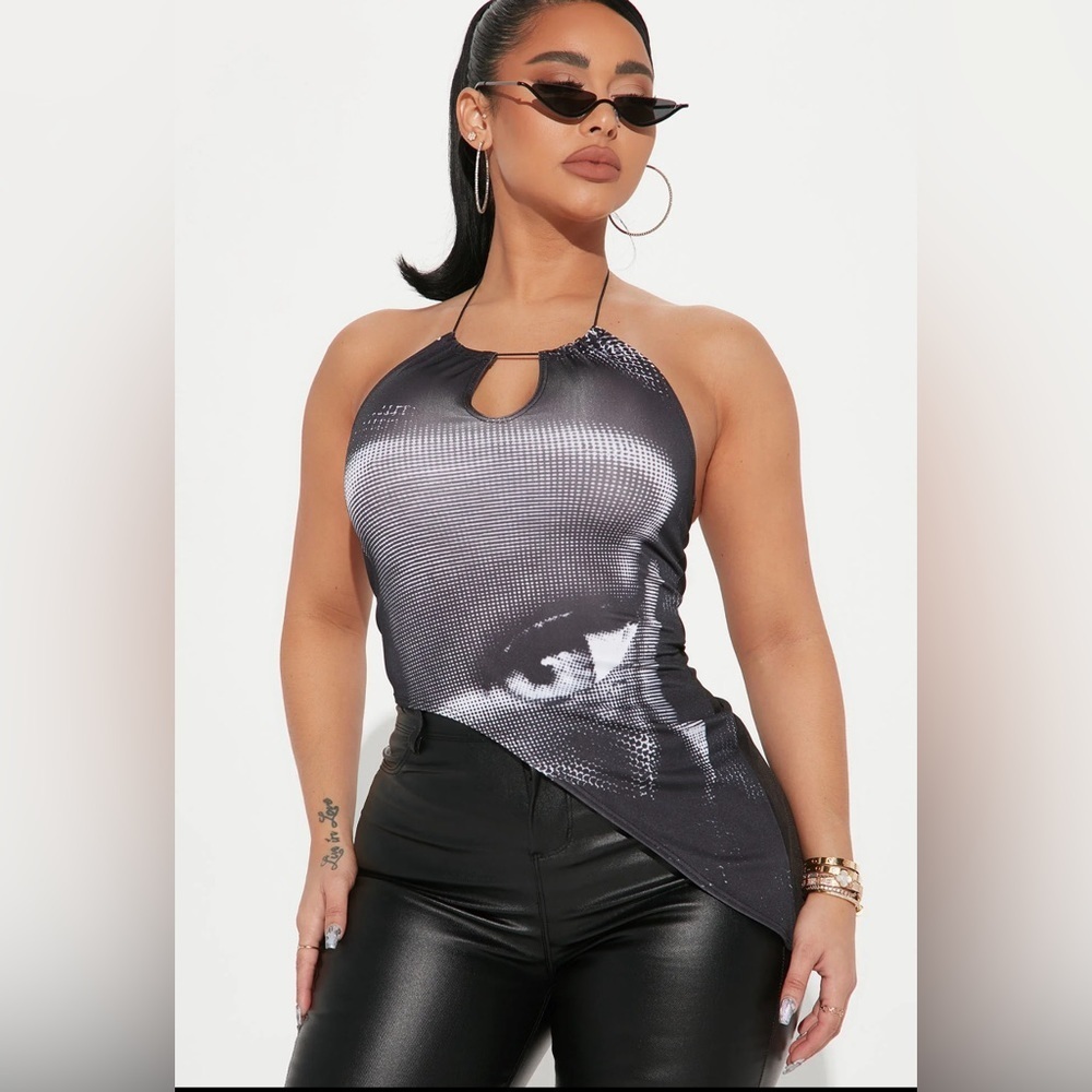 Fashion Nova Clear Vision Halter Top - Black/combo